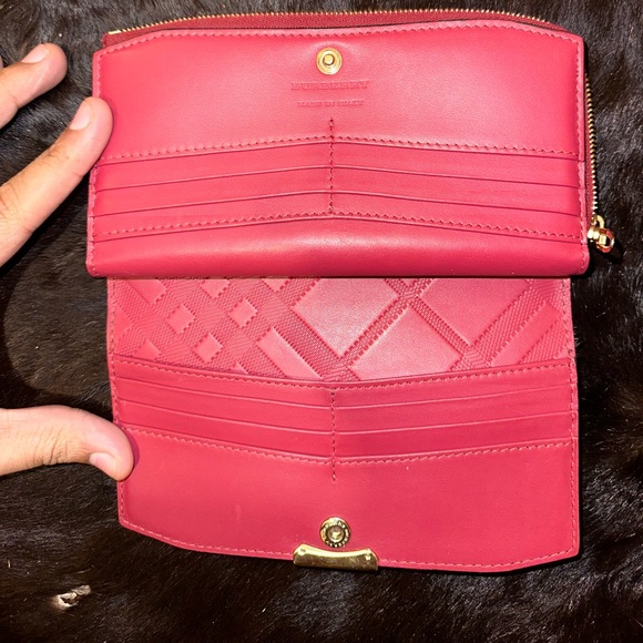 Red Burberry Long Wallet - Picture 2 of 3